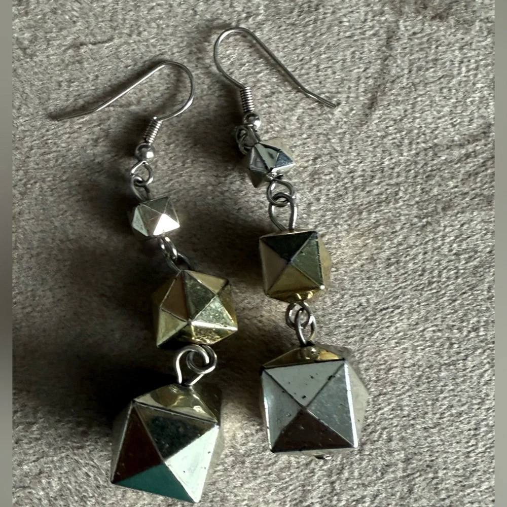 Geometric Silver and Gold Earrings